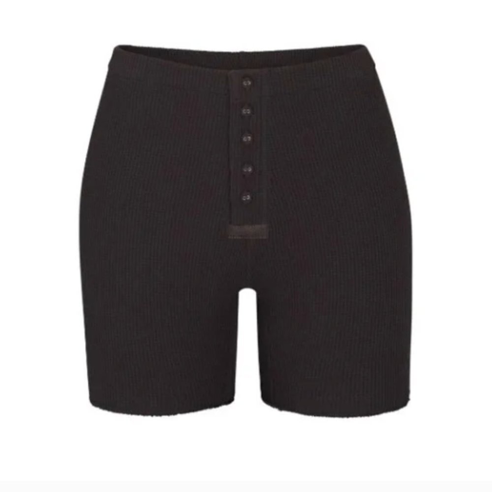 SKIMS NWT Waffle Shorts - Dark Chocolate- Size XXS - Picture 2 of 9